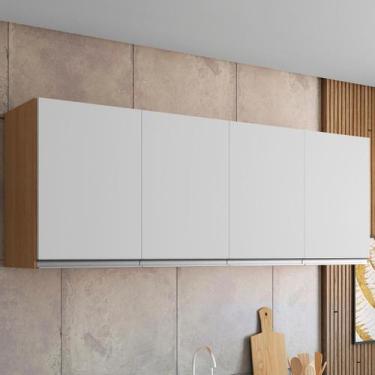 Imagem de Armário de Geladeira Aereo 4 Portas Andreia 150cm AJL Móveis, Amêndoa 