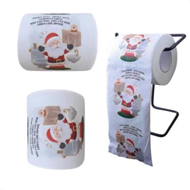 Imagem de Kit com 3 Rolos Papel Higiênico Decorativos Natalinos para Banheiro Divertido Enfeite de Natal Temático