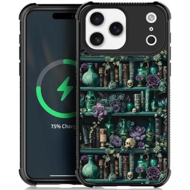 Imagem de DAIZAG Capa para iPhone 17 Pro Max, [compatível com MagSafe], capa rígida antiderrapante com absorção de choque com proteção de quatro cantos - The Magician's Bookshelf