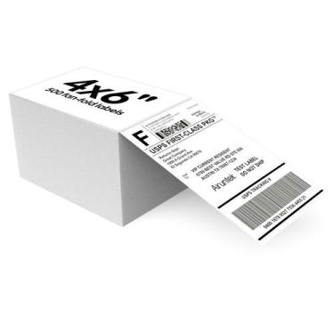 Imagem de Etiquetas térmicas AIRUNTEK 4x6 500 Fanfold Labels USPS UPS FedEx