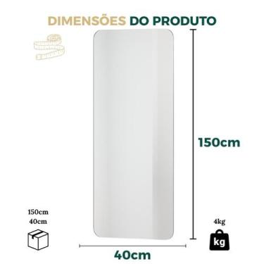 Imagem de Espelho Corpo Inteiro Lopazzi Grande Retangular 150x40cm Quarto Sala H