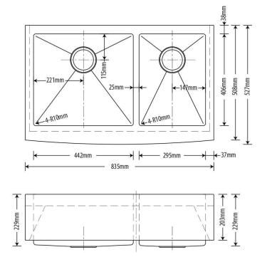 Imagem de Kit Cuba Dupla Sa205 + Válvula Com Cesto Aço Inox