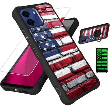 Imagem de jioeuinly Capa compatível com BLU G35 [com protetor de tela de vidro temperado][PC rígido + silicone macio][suporte para anel] [efeito luminoso] YGH-GQ