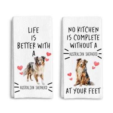 Imagem de Qpenm Presentes de pastor australiano, toalhas de cozinha, presentes para amantes de cães australianos, mãe de cachorro, pai, dono, presente decorativo, prato de chá, toalhas de mão para cozinha, 40 x