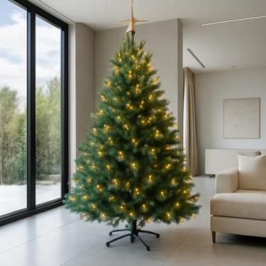 Imagem de Árvore De Natal Luxo Artificial Pinheiro Verde Clássico Super Cheia Galhos, Base de Metal Reforçada Design Elegante 1,80 m