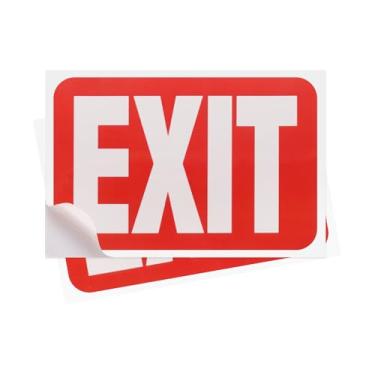 Imagem de PATIKIL Adesivos de placas de saída de 25,4 cm x 17,8 cm, pacote com 2 placas autoadesivas de saída de incêndio de vinil à prova d'água e resistência a arranhões, placa de segurança para negócios