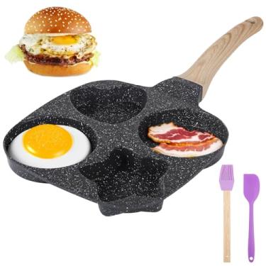 Imagem de LUMINFLY Frigideira antiaderente de ovo de 4 xícaras, frigideira multiformato para bife e mini bolinhos, vem com espátula e escova de silicone, alça resistente ao calor, funciona em fogões de indução