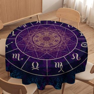 Imagem de ShiTingYu Toalha de mesa de altar Divination, tapete de tarô do signo do zodíaco, galáxia mágica, fases da lua, toalha de mesa para casa, cozinha, jantar, festa, pátio, ambientes internos e externos