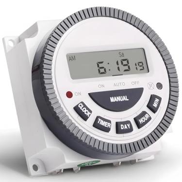 Imagem de Interruptor de temporizador digital programável, controlador de tempo elétrico de 7 dias com visor LCD, temporizador de saída de relé para ventilador de luz de bomba de piscina, programação semanal de