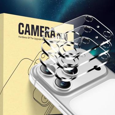 Imagem de Pacote com 3 protetores de lente de câmera para iPhone 17 Pro (6,3 polegadas) Película de vidro temperado com dureza 9H, compatível com capas, antiarranhões, não afeta fotos noturnas - HD Clear