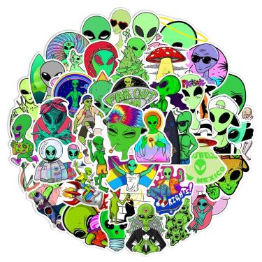 Imagem de Pacote de adesivos Cool Alien, 50 unidades UFO & Space Waterproof