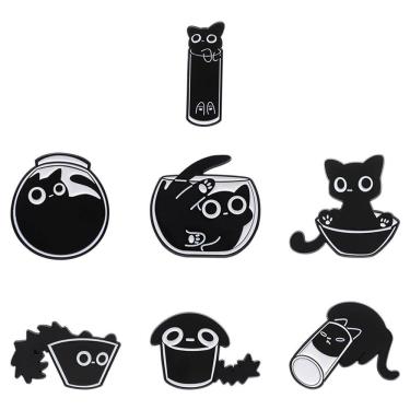 Imagem de Conjunto de broches Cute Cat Peekaboo Cartoon Animal Alloy