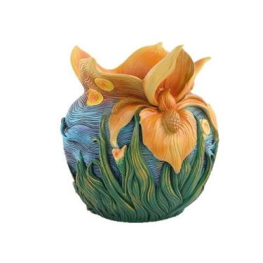 Imagem de Vaso de flores em resina inspirada em Van Gogh 20x20x21cm 700g - yiwei