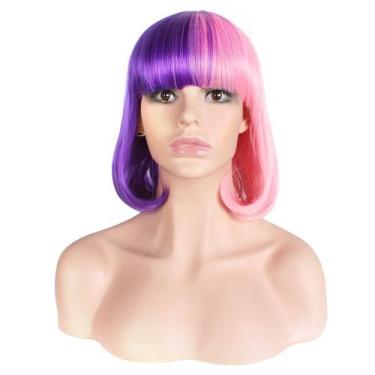 Imagem de Peruca Cosplay Genérica Pastel Roxa e Rosa Short Bob - yiweisai