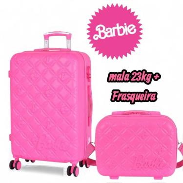 Imagem de Kit Mala Viagem Rodinhas 23kg Com Frasqueira Barbie Abs Luxcel