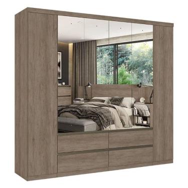 Imagem de Guarda Roupa Casal Nobre 6 Portas Full Glass Rustic Acetinado - Thb