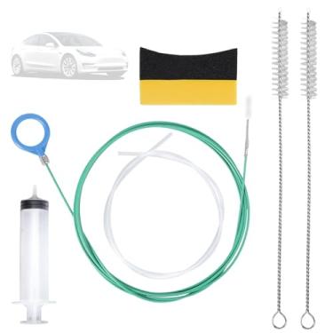 Imagem de 6 Ferramenta de Limpeza de Ralos Teto Solar, Inclui Tubo Limpeza 5m Comprimento, Esponja, Seringa, Mangueira e Escovas Limpezas para Limpador Para-Brisas Carro Ralos Porta-Malas Teto Solar