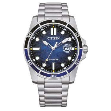 Imagem de Citizen Relógio masculino Marine 1810 Eco-Drive com mostrador azul AW1810-85L, moderno