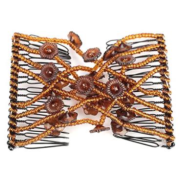 Imagem de Acouto Pentes de Cabelo para Mulheres Estilo de Cabelo para Festa Dupla Corrediça Elástica Com Contas de Flores Pente de Preto Elástico Com Contas Beleza e Cuidados Com o /Cuidados Com o /Ferramentas e Aparelhos de Estilo/ de (Café)