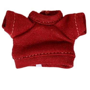 Imagem de ob11 Clothes Short Sleeve Hoodie T-Shirt 1/12 bjd Molly Doll Clothes Wine red