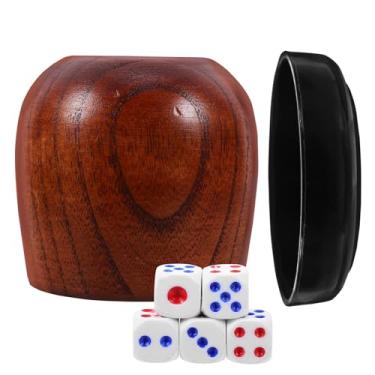 Imagem de Abaodam Wood Dice Cup Set with Lid and 5 Small Plastic Dice for Board Games Family Gatherings Indoor Entertainment 2.67X2.55 Inch
