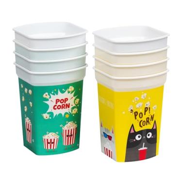 Imagem de ONONEXPRESS Conjunto de recipientes de pipoca/tigelas de pipoca de plástico reutilizáveis para noite de cinema - Lavável na lava-louças - (sem BPA) (6)