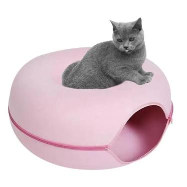 Imagem de Cama de de donut para gatos, resistente a arranhões, túneis de donut removíveis - de brinquedo para gatos com zíper para loja de animais domésticos