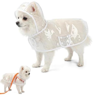 Imagem de Poncho de chuva transparente para cães pequenos e médios, capa de chuva transparente para animais de estimação, capa impermeável com capuz para bichon Poodle (transparente, médio)