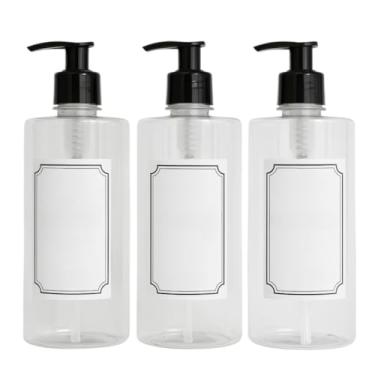 Imagem de Banheiro Frasco Shampoo Condicionador 500ml Ombro Reto liquido Lavabo Organização kit viagem frascos Para Shampoo, Condicionador e Sabonete Líquido - Organização para Lavabo(Ambar)