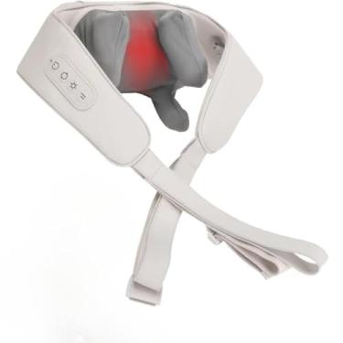 Imagem de Massageador lombar pescoço Colete Shiatsu Massageador Cervical Ombros Lombar Pescoço Infravermelho Elétrico (Bege)