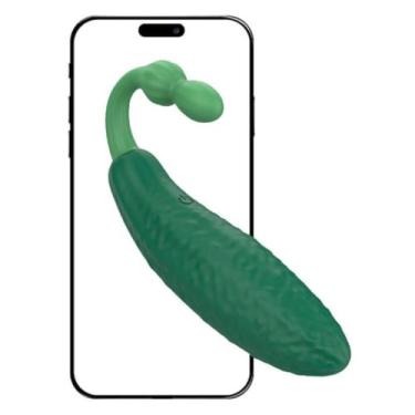 Imagem de Pepino Vibrador Silicone 9 Vibrações Via Aplicativo Mini Vibrador Discreto Portátil 9558