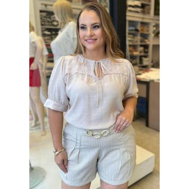 Imagem de Short Plus Size em Linho com Barra Italiana-Feminino