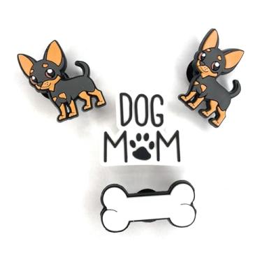 Imagem de WorkedLikeACharm 5 peças de pingentes de sapato de cachorro Chihuahua para decoração de sapatos de tamanco, Marrom, 5pcs