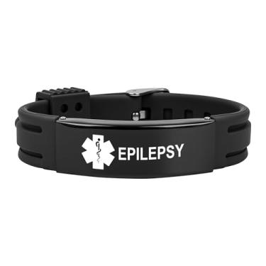 Imagem de Pulseira de alerta médico para mulheres e homens, pulseira de silicone ajustável para diabéticos D.N.R marcapasso epilepsia, Adjustable Size, Silicone, Sem Pedra Preciosa