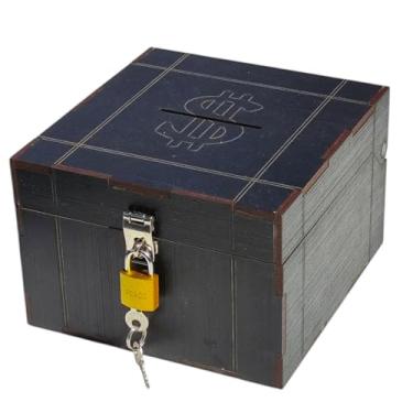 Imagem de Cofrinho Porta Dinheiro Bau Cofre Caixinha Caixa C/Cadeado (Preto)