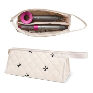 Imagem de idoltimes Bolsa de viagem acolchoada para ferramentas de cabelo, compatível com Dyson Airwrap Styler, estojo organizador floral de algodão portátil para armazenamento de acessórios Shark FlexStyle