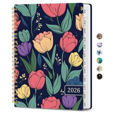 Imagem de Agenda 2026, agenda semanal e mensal para mulheres, janeiro de 2026 a dezembro de 2026, agenda de calendário de capa dura 2026 com abas, bolso interno, encadernação espiral, perfeita para escritório