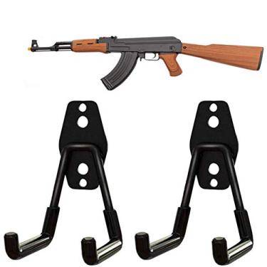 Imagem de Suporte de parede para arma, ganchos de rifle, arco de tiro com arco, ganchos de espingarda, suporte de parede de rifle, armazenamento e exibição, ótimo para montagem em sala de armas ou garagem de