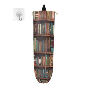 Imagem de Wassud Estante de livros 1 pacote de suporte de saco de plástico, suporte de parede para sacola de mercearia, armazenamento de cozinha para decoração de despensa de cozinha em casa