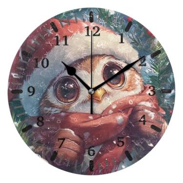 Imagem de CEBUGI Relógio de parede de coruja fofo operado por bateria, relógios de parede silenciosos sem tique-taque para cozinha, banheiro, quarto, escritório, decoração 25,4 cm