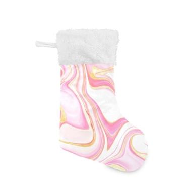 Imagem de Wassud Meia de Natal fofa com texturas de mármore de punho branco, 45,7 cm, grande, para decoração de lareira e cornija, pacote com 2