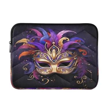 Imagem de Wassud Capa para laptop, máscara de baile de máscaras de carnaval de 35,5 cm, à prova de choque, à prova d'água, de poliéster, capa para notebook, tablet