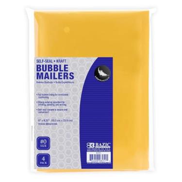 Imagem de BAZIC Products Kraft Bubble Mailers #0 15.2 cmx23.5 cm Fecho autovedante, envelope acolchoado acolchoado, envelopes amarelos para envio postal saco de papel (pacote com 4), 1 pacote