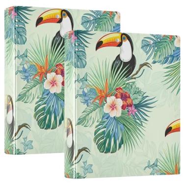 Imagem de Burbuja Pasta Toucans de hibisco com 3 argolas de 3 cm para trabalho de escritório, fichário aberto D serve para papel tamanho carta com visão clara, 2 bolsos, pacote com 2