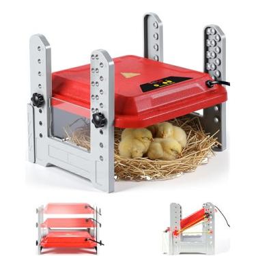 Imagem de FabStyl Chocadeira de galinha com visor de temperatura, temperatura ajustável (10 a 70 °C), altura e ângulo, placa de aquecimento de 50 W, painéis de 3 lados - acessório essencial para galinheiros e