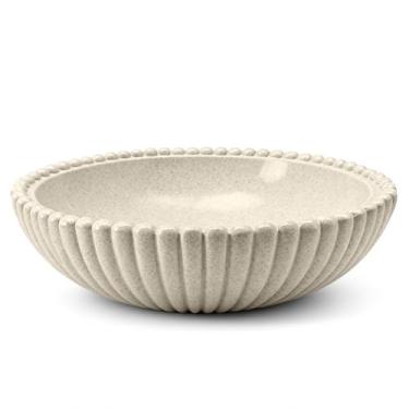 Imagem de Richtmall Tigelas decorativas para decoração de casa 25,4 cm moderna pequena resina decorativa tigela de frutas com babados para mesa de entrada de cozinha Natal (bege arenito, fosco)