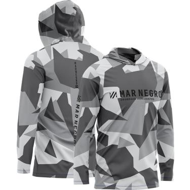 Imagem de Camiseta de Pesca Masculina X-Protection Sublimada Camuflada Geometrica - Mar Negro-Masculino