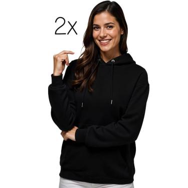 Imagem de Kit 2 Moletom Feminino Blusao Casaco Canguru Com Capuz-Feminino