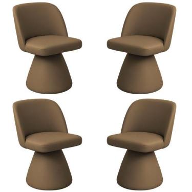 Imagem de Kit 04 Cadeiras de Jantar Base Giratória Liz Corano Marrom - Nexta Cas