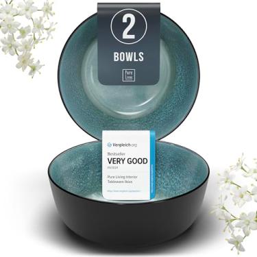 Imagem de Conjunto de 2 tigelas de cereais de 737 g – Louças elegantes, lava-louças, micro-ondas e arranhões – Conjunto de pratos pequenos a gasolina – Utensílios de mesa e pratos Pure Living